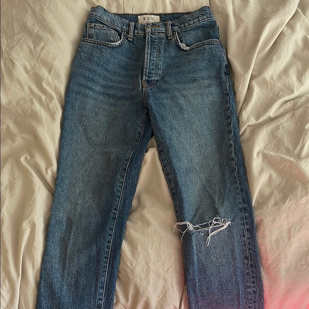 Free People High Waisted Skinny Jeans Distressed Size 27